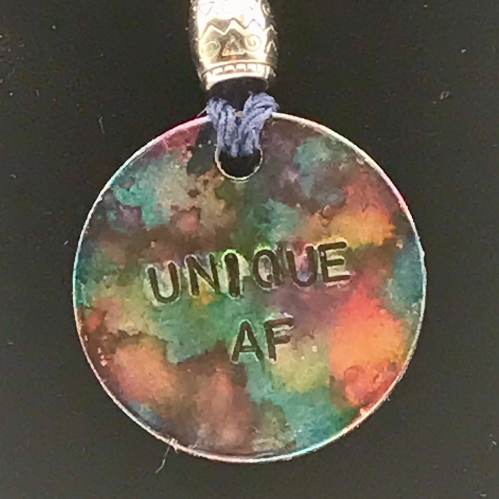 Unique hand-stamped one-of-a-kind necklace